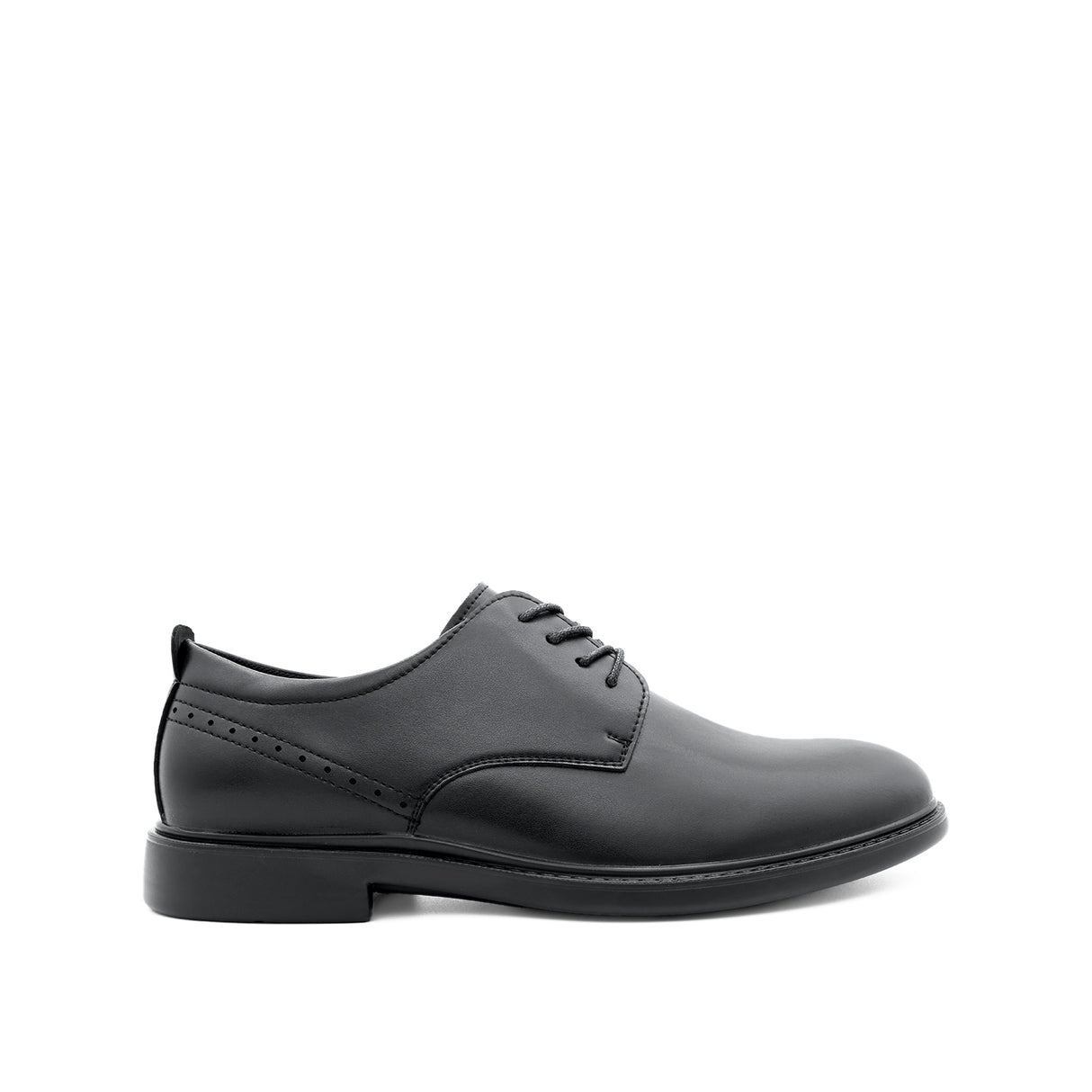 Ruffy Lace Up Plain Toe Men's Shoes - Black Leather