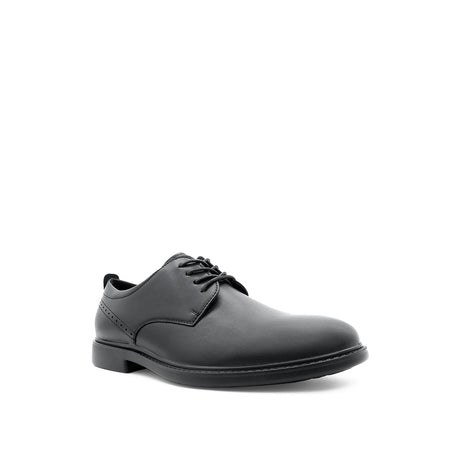 Ruffy Lace Up Plain Toe Men's Shoes - Black Leather