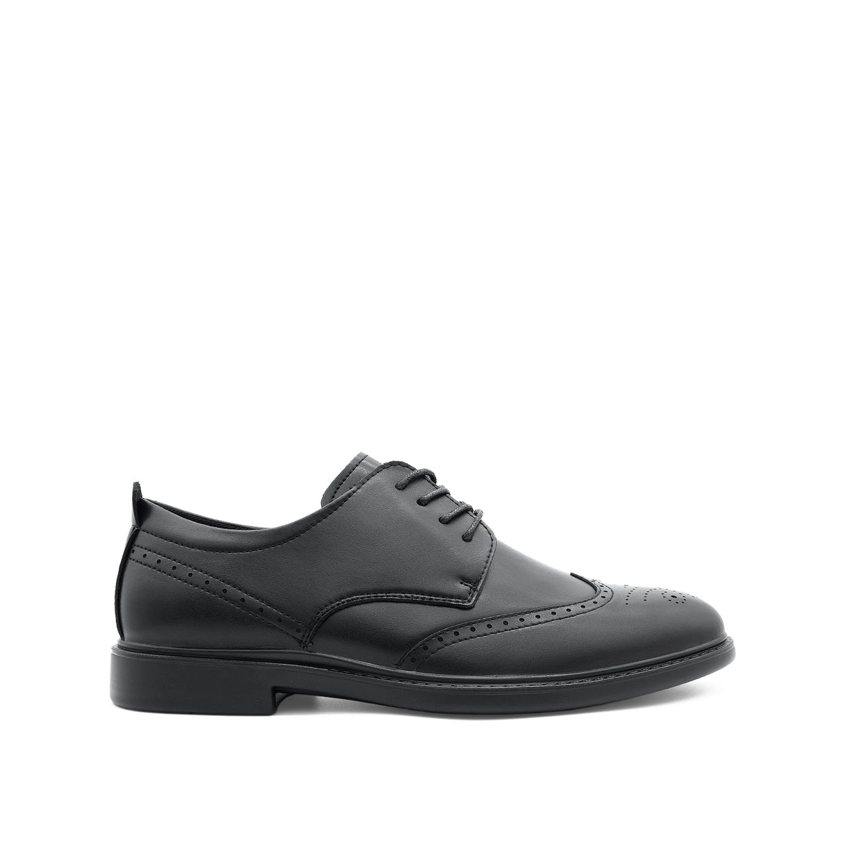 Ruffy Lace Up Wing Tip Men's Shoes - Black Leather