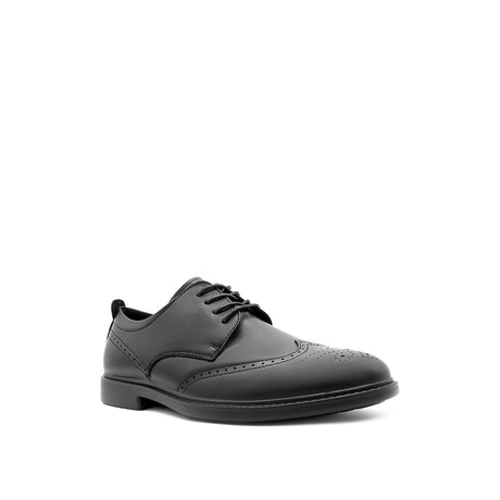 Ruffy Lace Up Wing Tip Men's Shoes - Black Leather