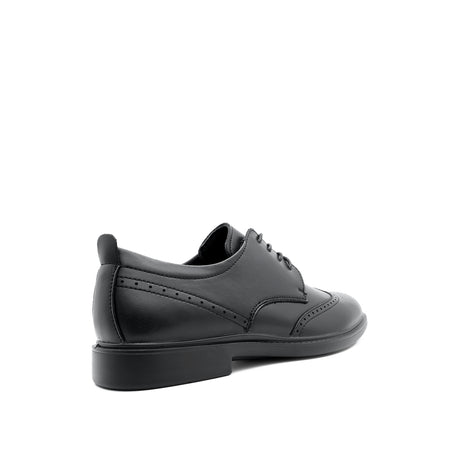 Ruffy Lace Up Wing Tip Men's Shoes - Black Leather