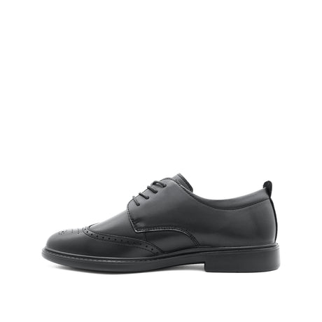 Ruffy Lace Up Wing Tip Men's Shoes - Black Leather