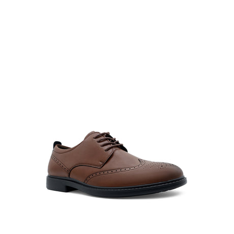 Ruffy Lace Up Wing Tip Men's Shoes - Tan Leather