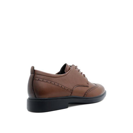 Ruffy Lace Up Wing Tip Men's Shoes - Tan Leather