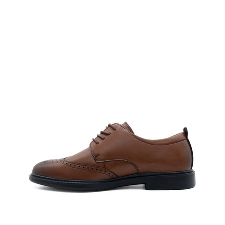 Ruffy Lace Up Wing Tip Men's Shoes - Tan Leather