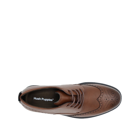 Ruffy Lace Up Wing Tip Men's Shoes - Tan Leather