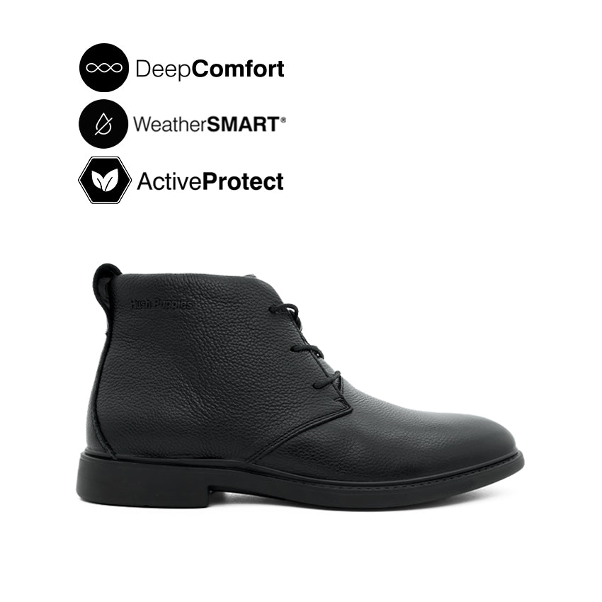 Discount on Hush Puppies  shoes - SKU: Harvey Chukka Men's Boots - Black Leather WP