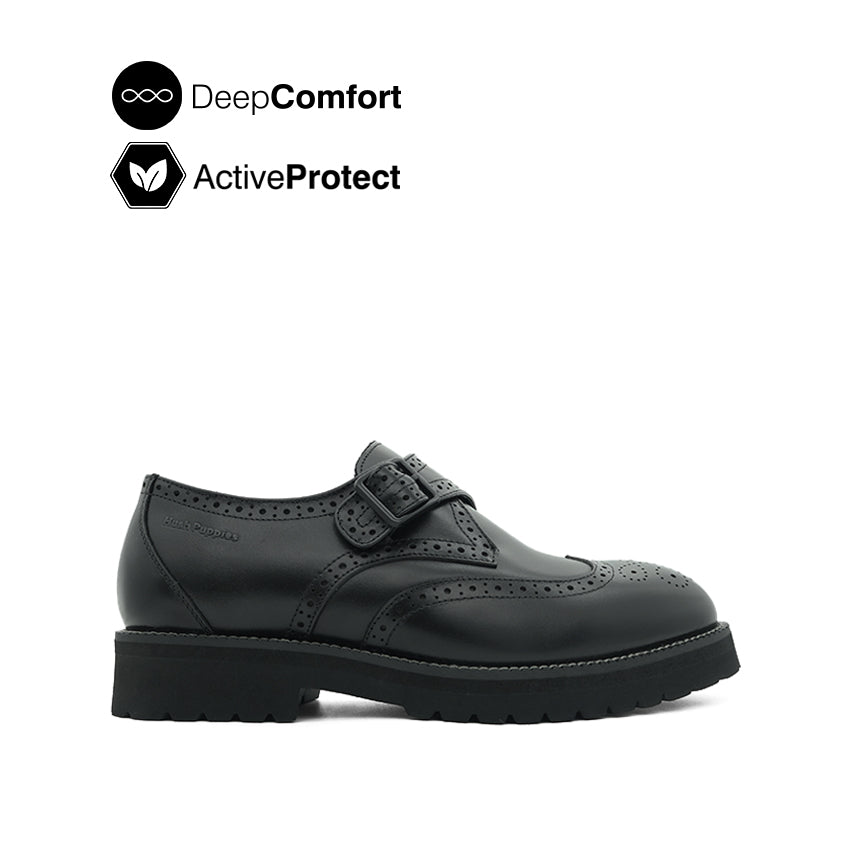 Discount on Hush Puppies  shoes - SKU: King Monk Strap WT Men's Shoes - Black Leather