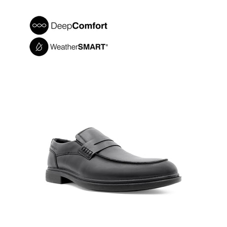 Vash Slip On Penny Men's Shoes - Black Leather WP