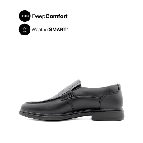 Vash Slip On Penny Men's Shoes - Black Leather WP