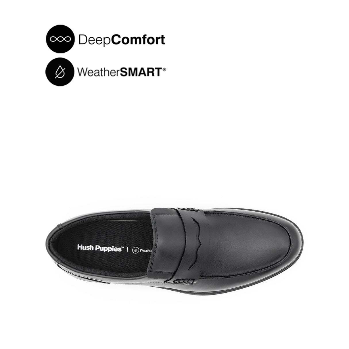 Vash Slip On Penny Men's Shoes - Black Leather WP