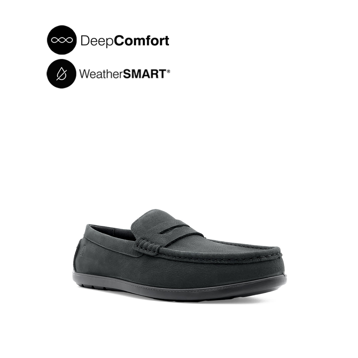Sailor Slip On Penny Men's Shoes - Black Tumbled Nubuck WP