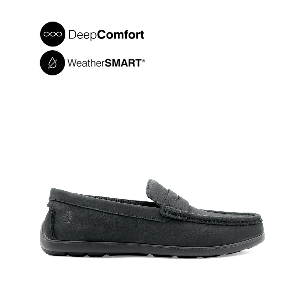 Sailor Slip On Penny Men's Shoes - Black Tumbled Nubuck WP