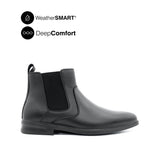 Pierre Chelsea Plain Toe Boots Men's Shoes - Black Leather Waterproof