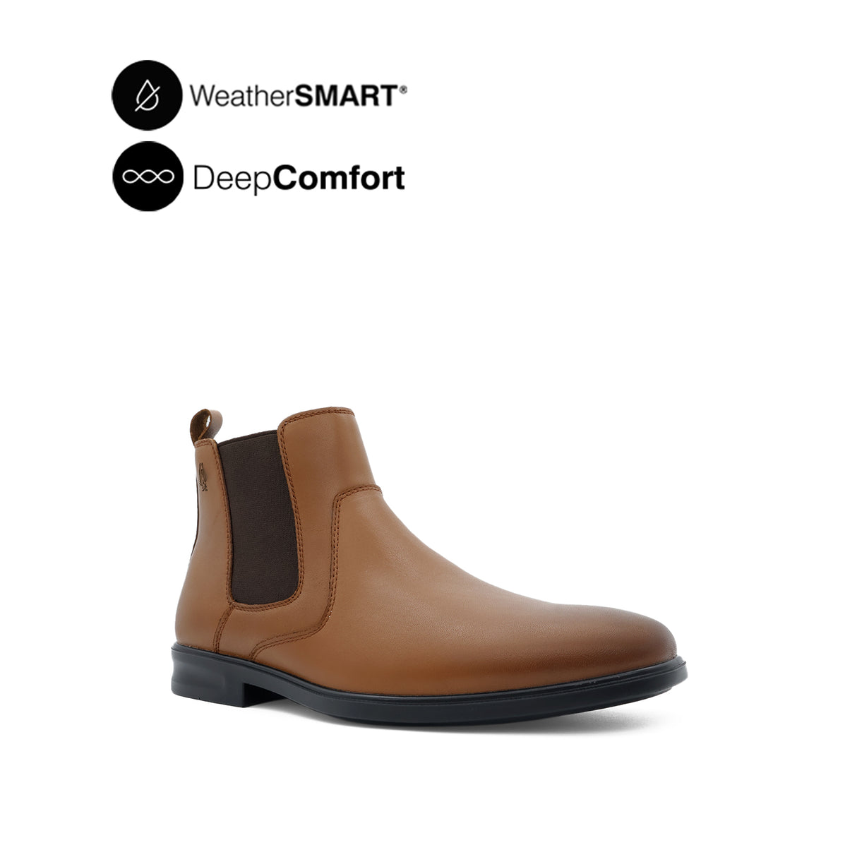 Pierre Chelsea Plain Toe Boots Men's Shoes - Tan Leather Waterproof