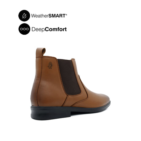 Pierre Chelsea Plain Toe Boots Men's Shoes - Tan Leather Waterproof