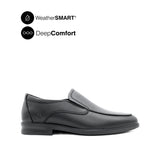 Pierre Slip On Apron Toe Men's Shoes- Black Leather Waterproof