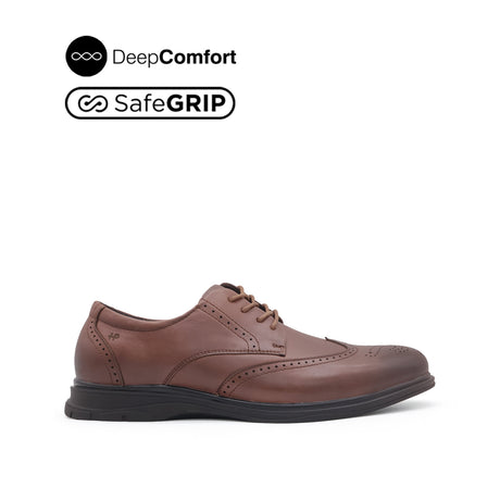 Nathan Lace Up Wing Tip Men's Shoes - Cognac Leather