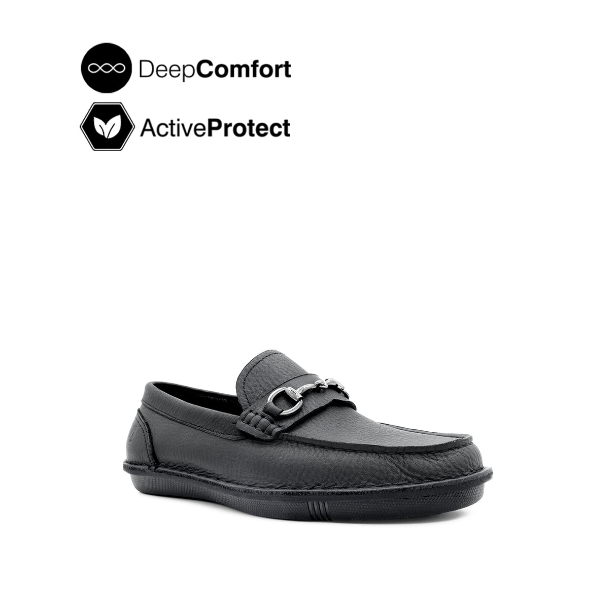 Saxon Metal Bit Men's Shoes - Black Tumbled Leather