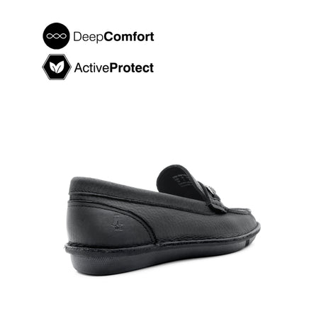 Saxon Metal Bit Men's Shoes - Black Tumbled Leather