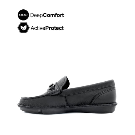 Saxon Metal Bit Men's Shoes - Black Tumbled Leather