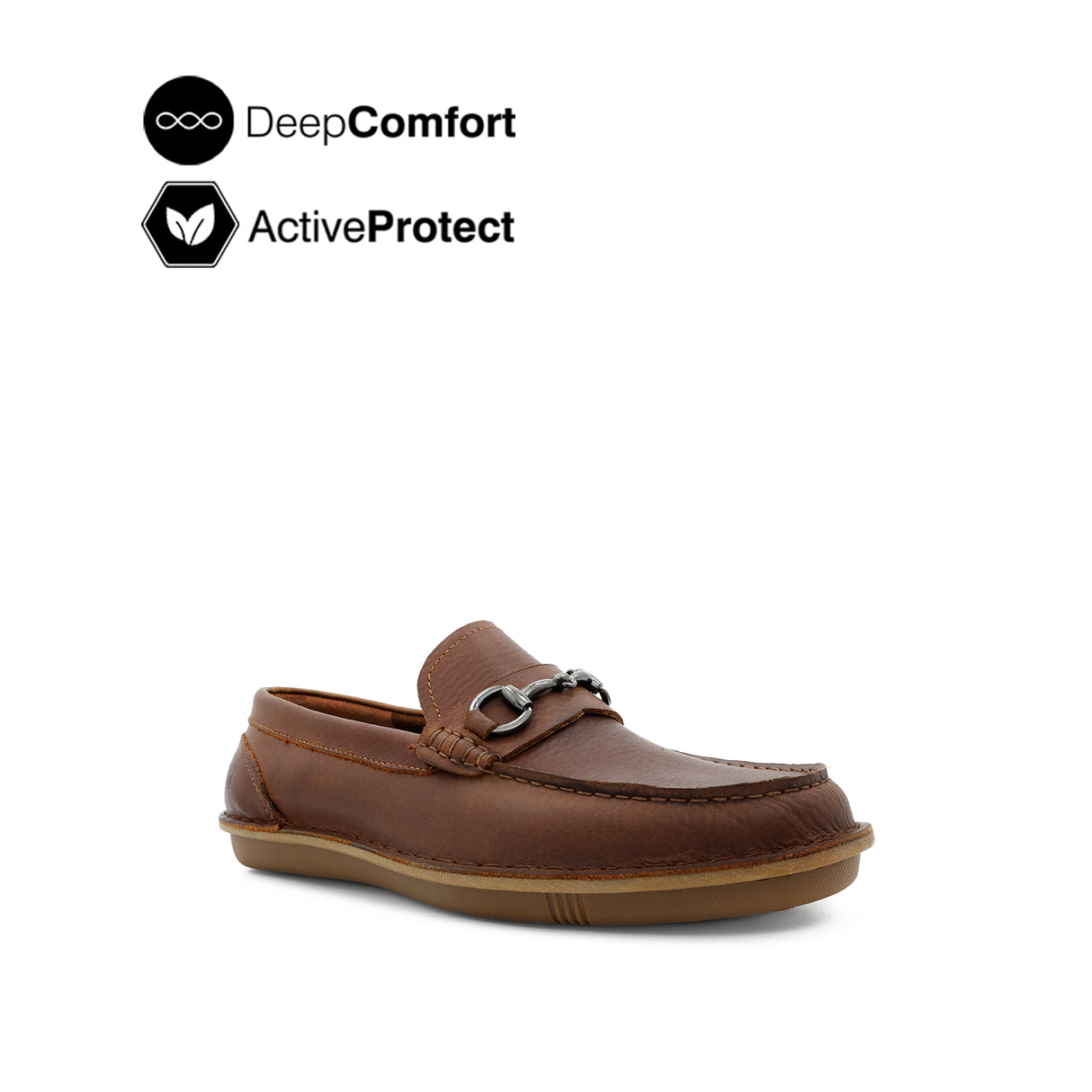 Saxon Metal Bit Men's Shoes - Tan Tumbled Leather