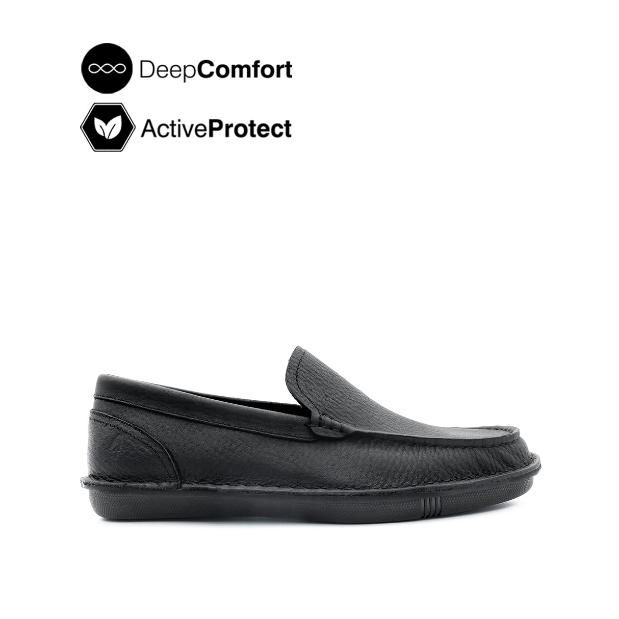 Saxon Venetian Men's Shoes - Black Tumbled Leather