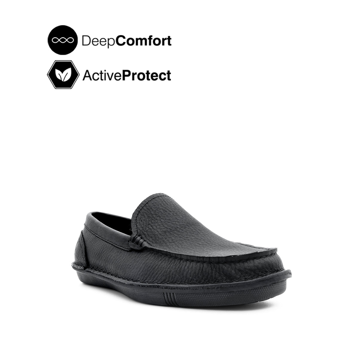 Saxon Venetian Men's Shoes - Black Tumbled Leather