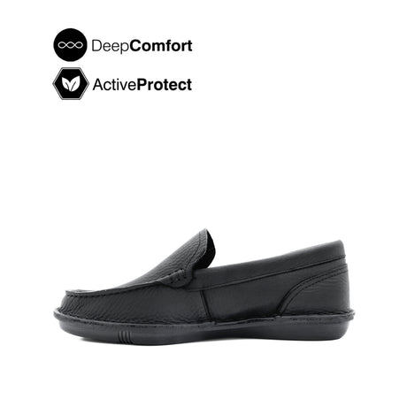 Saxon Venetian Men's Shoes - Black Tumbled Leather