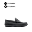 Saxon Penny Men's Shoes - Black Tumbled Leather