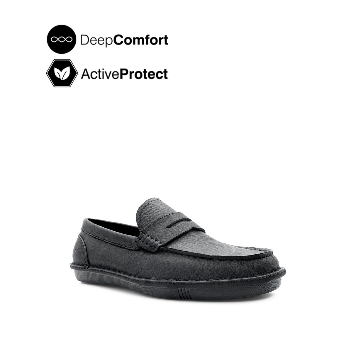 Saxon Penny Men's Shoes - Black Tumbled Leather