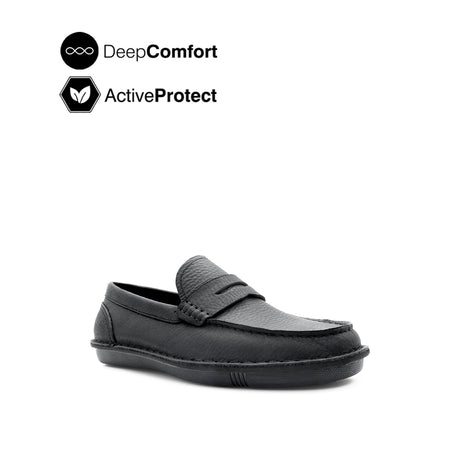 Saxon Penny Men's Shoes - Black Tumbled Leather