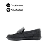 Saxon Penny Men's Shoes - Black Tumbled Leather