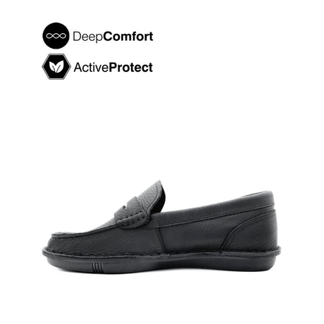 Saxon Penny Men's Shoes - Black Tumbled Leather