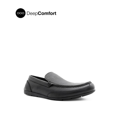 Raven Venetian Men's Shoes - Black Tumbled Leather