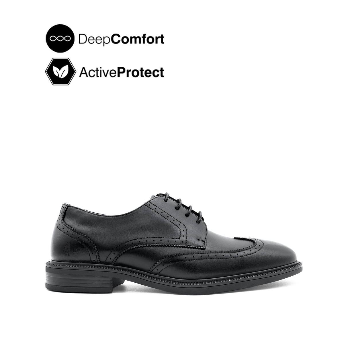 River Lace Up Wing Tip Men's Shoes- Black Leather