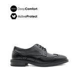 River Lace Up Wing Tip Men's Shoes- Black Leather