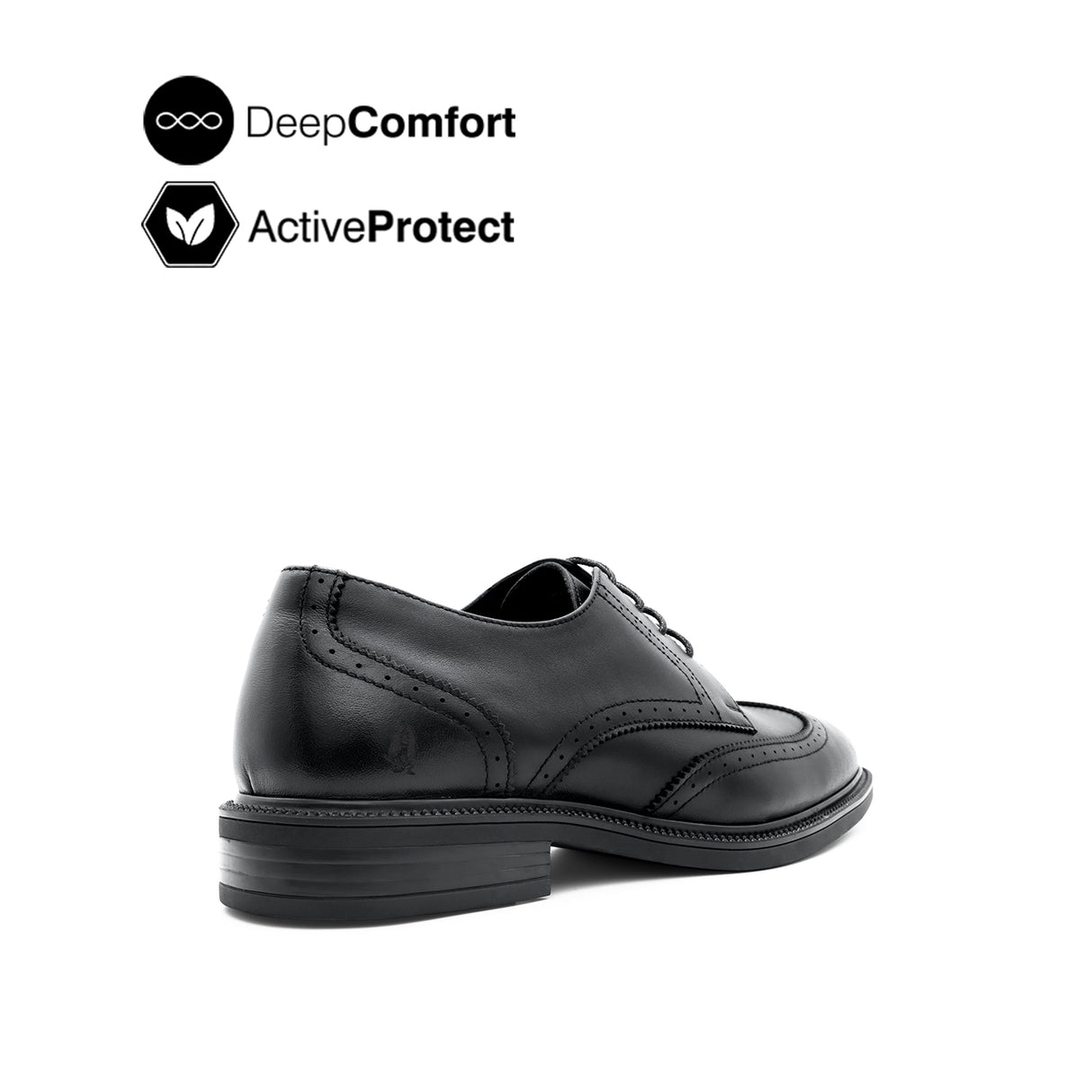 River Lace Up Wing Tip Men's Shoes- Black Leather
