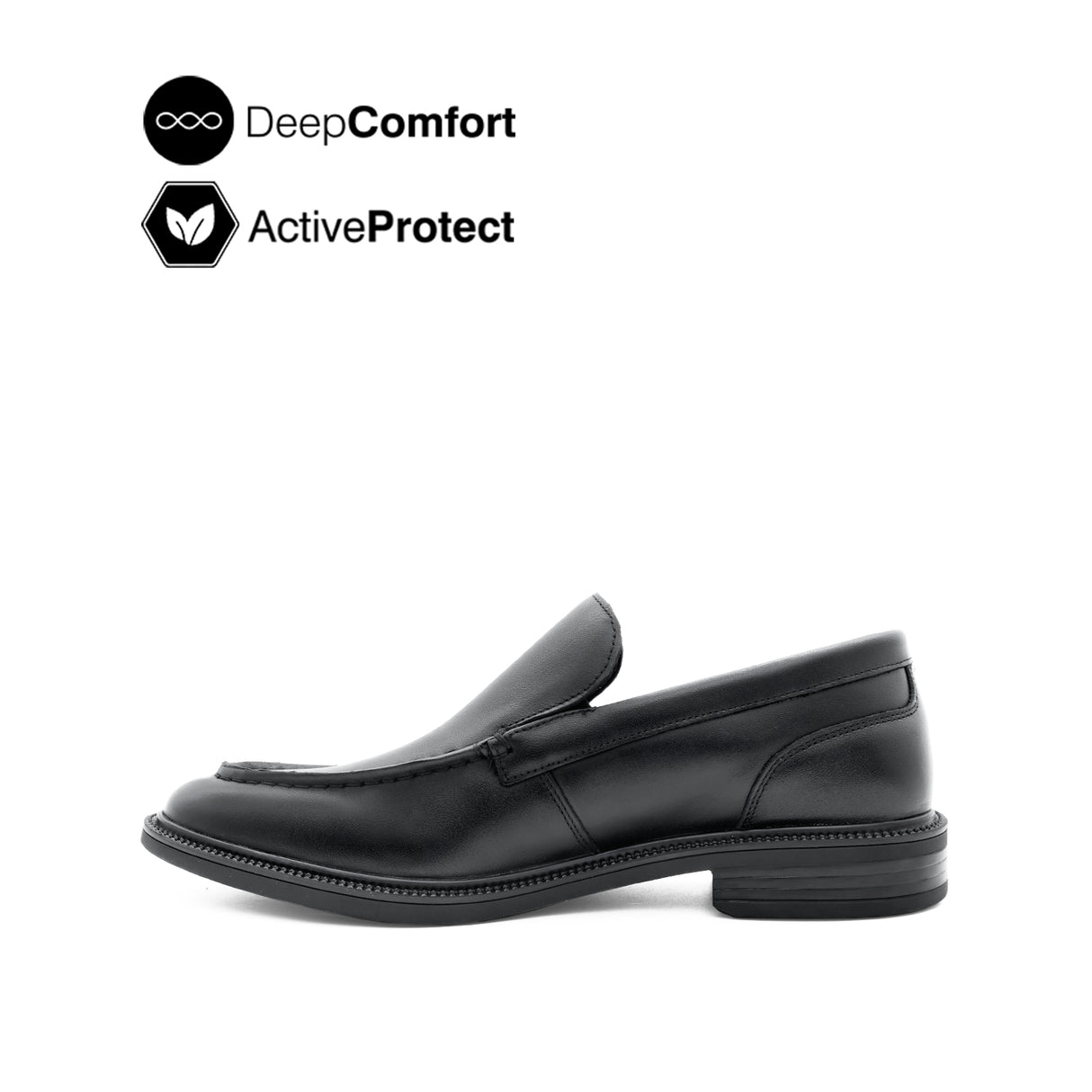 River Slip On Apron Toe Men's Shoes- Black Leather