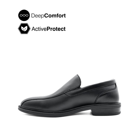 River Slip On Bike Toe Men's Shoes- Black Leather