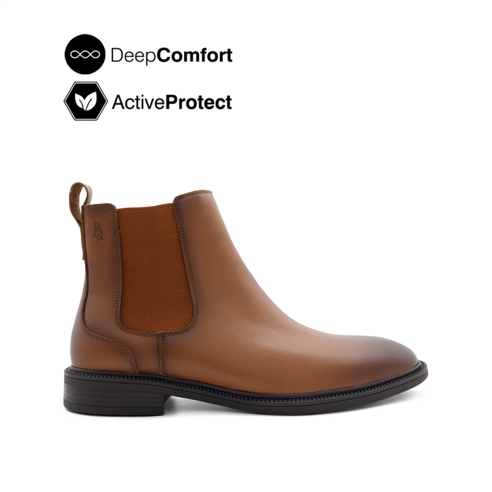 River Chelsea Plain Toe Boots Men's Shoes - Tan Leather Hush Puppies Philippines