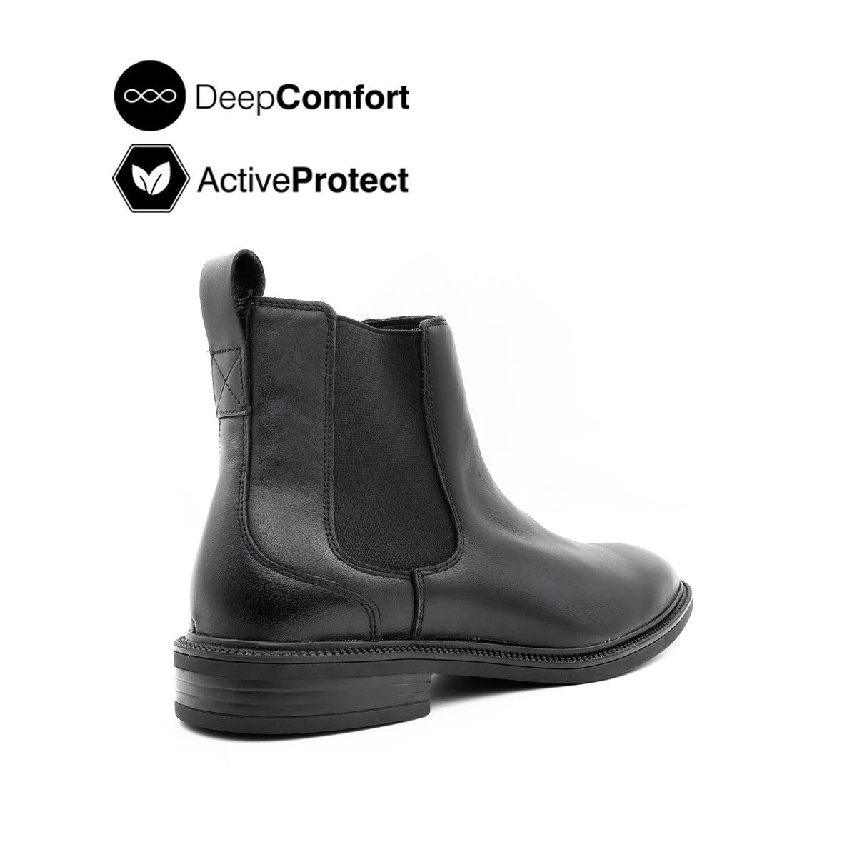 River Chelsea Plain Toe Boots Men's Shoes - Black Leather