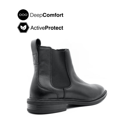 River Chelsea Plain Toe Boots Men's Shoes - Black Leather