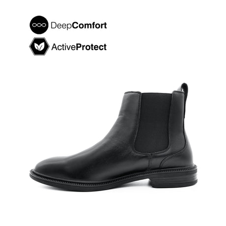 River Chelsea Plain Toe Boots Men's Shoes - Black Leather