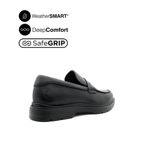 Milan Penny Men's Shoes - Black Leather WP