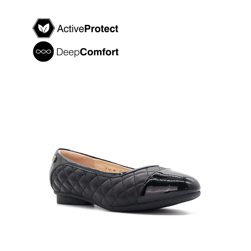 Gwin Toe Cap Women's Shoes - Black Leather