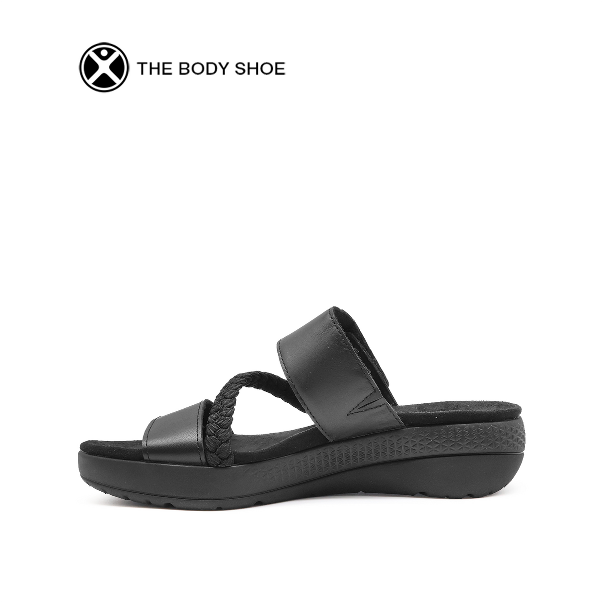 Breathe Braid Slide Women's Sandals - Bold Black Leather