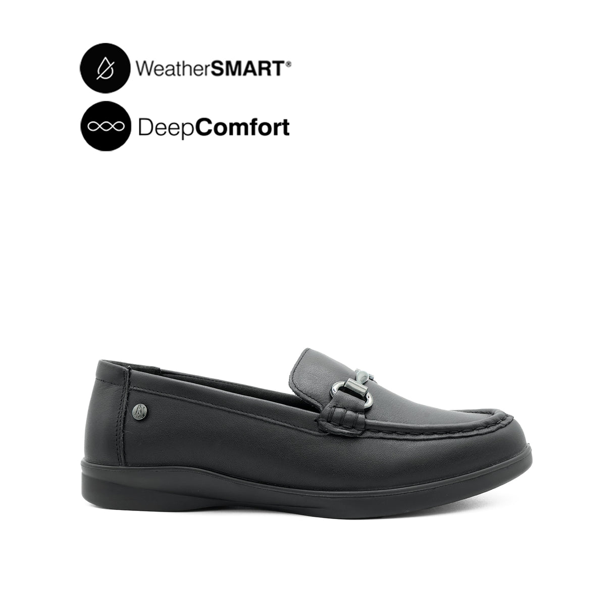 Kate Metal Bit Women's Shoes - Black Leather WP