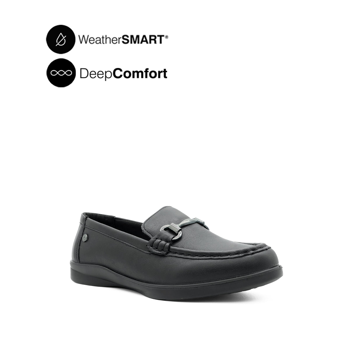 Kate Metal Bit Women's Shoes - Black Leather WP