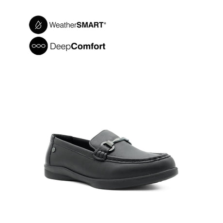 Kate Metal Bit Women's Shoes - Black Leather WP
